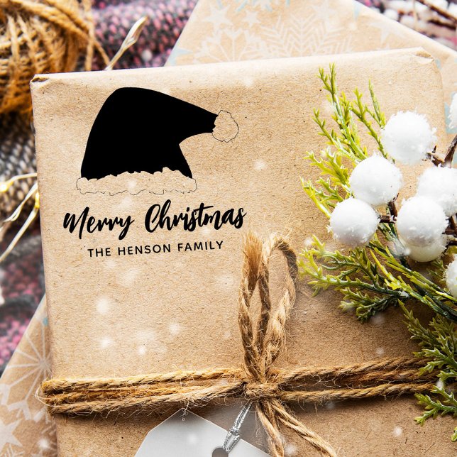 Carimbo Auto Entintado Noel Clause Hat Felry Christmas Script Family (Criador carregado)