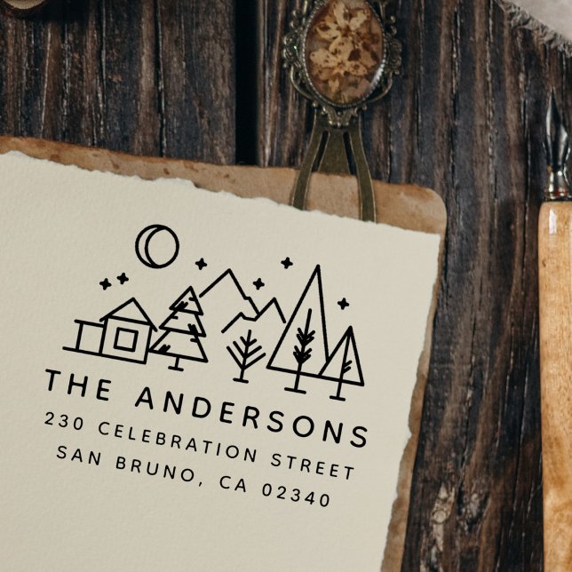 Carimbo Auto Entintado Noite Sky Outdoor Cena Moderna Endereço de Devoluç (Criador carregado)