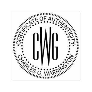 Carimbo Auto Entintado Nome, 3 Inicial #4 Certificado de Autenticidade 