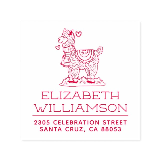 Carimbo Auto Entintado Nome Alpaca desenhado à mão e endereço de devoluçã (Design)