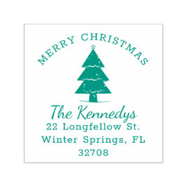 Carimbo Auto Entintado Nome da árvore de pinheiro de Natal Merry Endereço