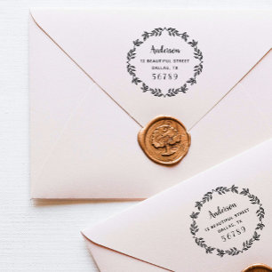 Carimbo Auto Entintado Nome da coroa botânica Endereço de retorno Verde