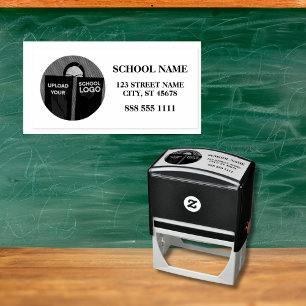 Carimbo Auto Entintado Nome da Escola de Logotipo Moderno Endereço Telefo