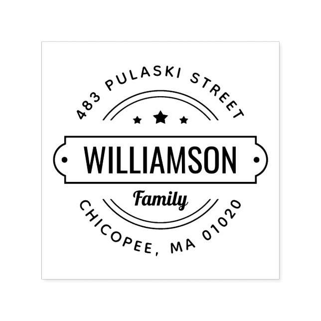 Carimbo Auto Entintado Nome da família Crachá Endereço de devolução Carim (Design)