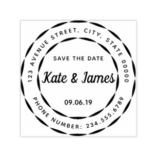 Carimbo Auto Entintado Nome da família de logotipo redondo Endereço de re