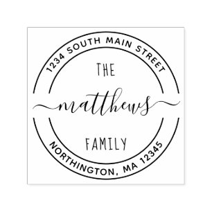 Carimbo Auto Entintado Nome da Família de Script 8 Rodar Endereço de Reto