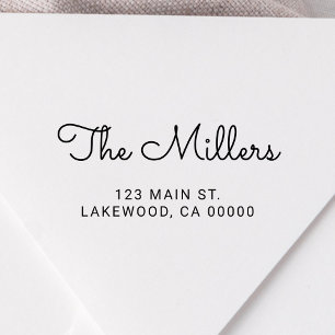 Carimbo Auto Entintado Nome da Família de Script de Manuscrito de Cubo