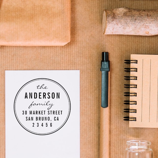 Carimbo Auto Entintado Nome da Família de Script Personalizado Endereço d (Criador carregado)