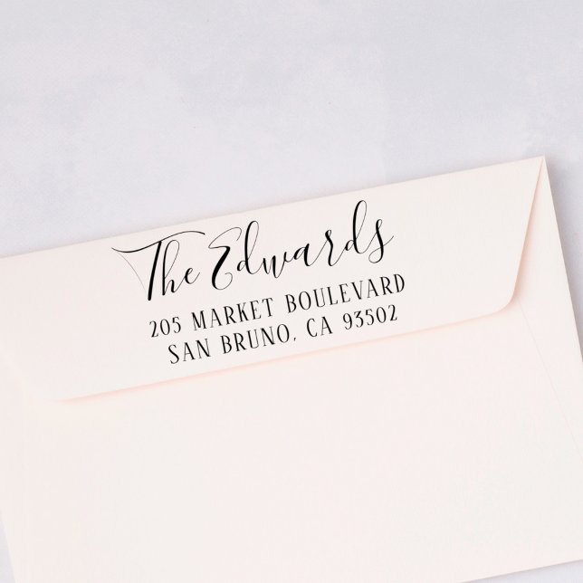 Carimbo Auto Entintado Nome da família de script russo e endereço de devo (Criador carregado)