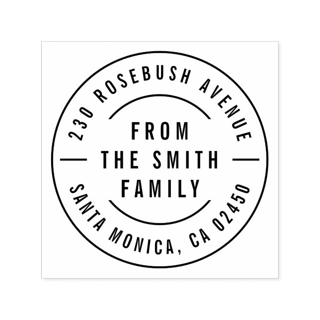 Carimbo Auto Entintado Nome da família em negrito moderno e endereço de r (Design)