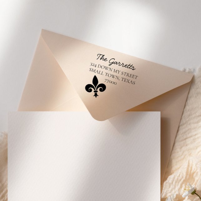 Carimbo Auto Entintado Nome da Família Fleur De Lis Escrito à Mão (Criador carregado)