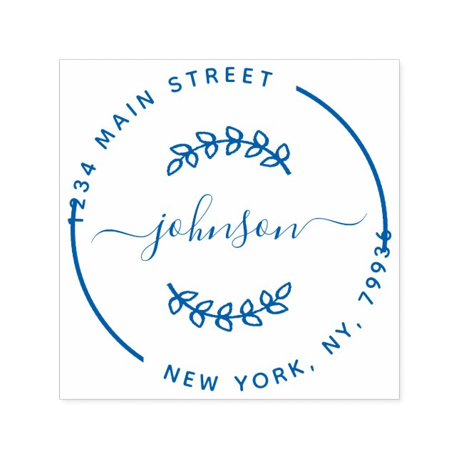 Carimbo Auto Entintado Nome da Família Floral Endereço de Devolução (Design)