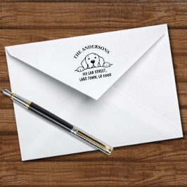 Carimbo Auto Entintado Nome da família Funny Labrador Endereço para devol