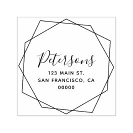 Carimbo Auto Entintado Nome da Família Geométrica Moderna de Caligrafia