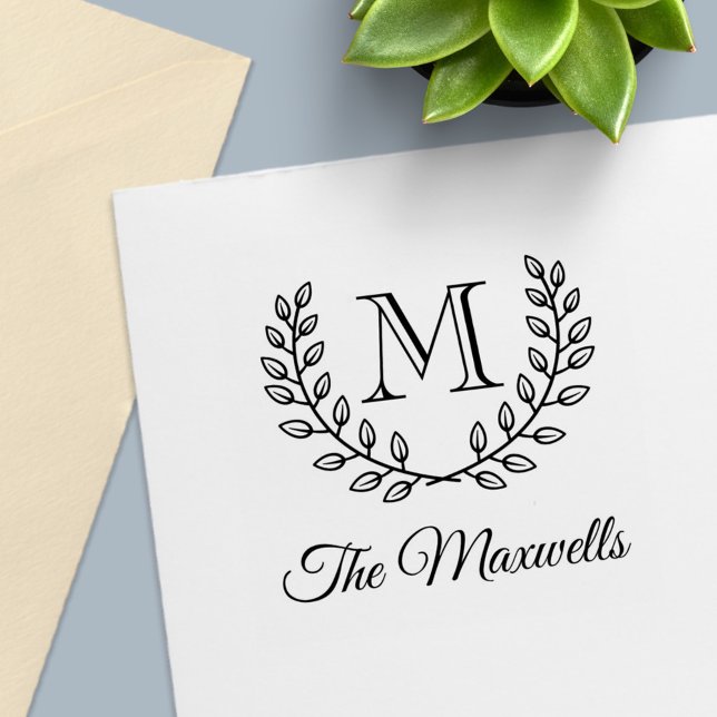 Carimbo Auto Entintado Nome da Família Inicial do Monograma Duplo (Criador carregado)