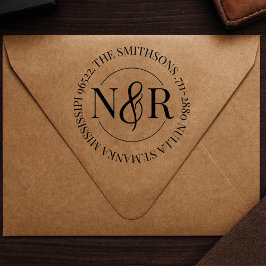 Carimbo Auto Entintado Nome da família monogramada Endereço de retorno Ci