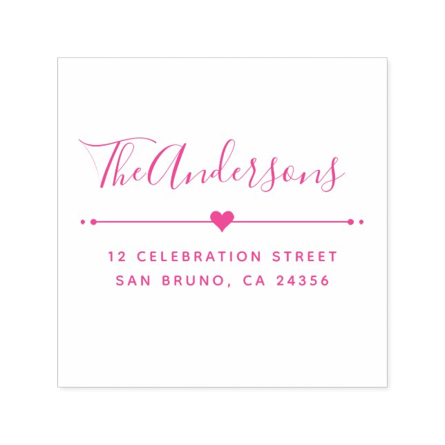 Carimbo Auto Entintado Nome da Família Personalizada Script & Endereço de (Design)