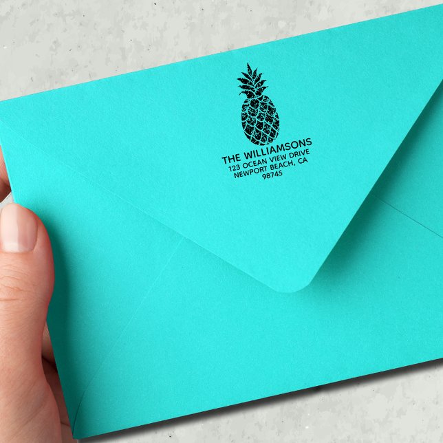 Carimbo Auto Entintado Nome da família Pineapple Endereço para devolução (Criador carregado)