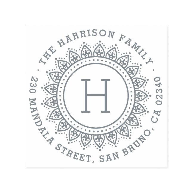 Carimbo Auto Entintado Nome da família redonda do monograma elegante Ende (Design)