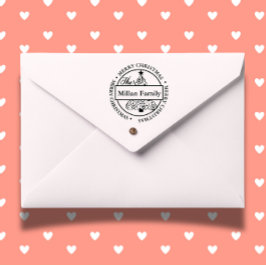 Carimbo Auto Entintado Nome da família Tema da árvore de Natal Candy