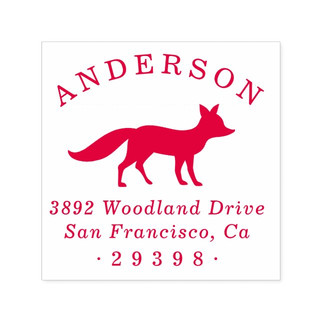 Carimbo Auto Entintado Nome da Família Woodland Fox Round (Design)