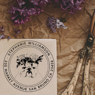 Carimbo Auto Entintado Nome da Ilustração e Endereço de Retorno do Cachor