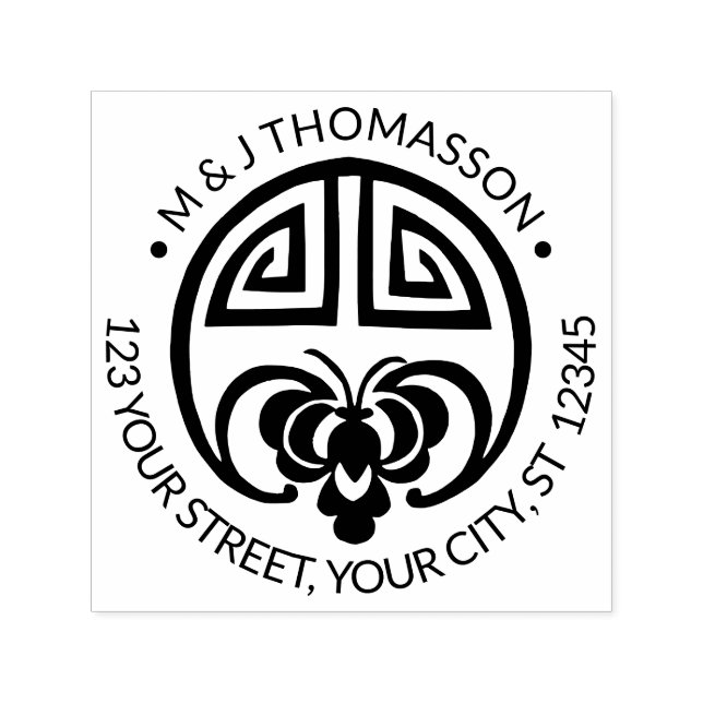 Carimbo Auto Entintado Nome de Bate da Riqueza Chinesa Endereço de Devolu (Design)