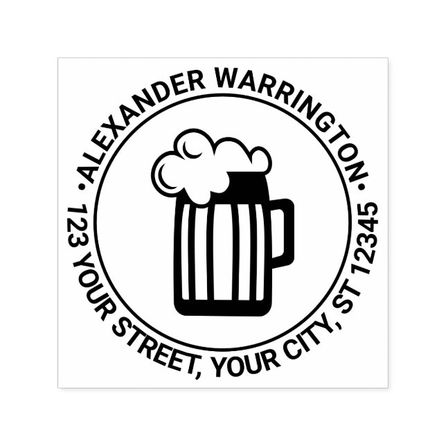Carimbo Auto Entintado Nome de caneca de cerveja gelada Endereço de devol (Design)