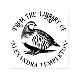 Carimbo Auto Entintado Nome de Livro Vintage Partridge Game Bird #2