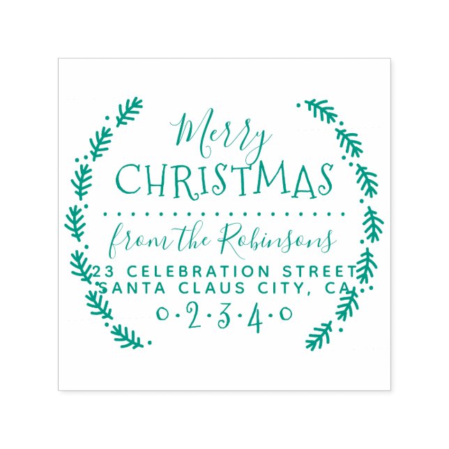 Carimbo Auto Entintado Nome de Natal e Endereço de Retorno do Pine Simple (Design)