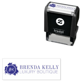 Carimbo Auto Entintado Nome de Negócio do Monograma Chic Moderno Elegante