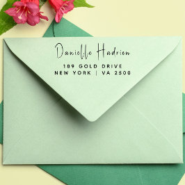 Carimbo Auto Entintado Nome de Tipografia Moderno Mínimo Endereço de Reto