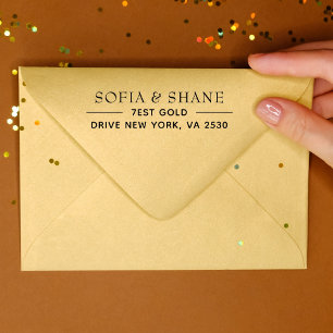 Carimbo Auto Entintado Nome de Tipografia Moderno Mínimo Endereço de Reto