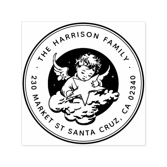 Carimbo Auto Entintado Nome do Anjo e Endereço de Devolução do Natal vint (Design)