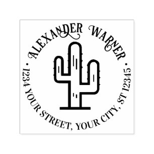 Carimbo Auto Entintado Nome do Cacto do Deserto Endereço de Devolução