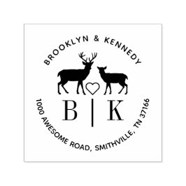 Carimbo Auto Entintado Nome do Casal de Casamento do Deer do Monograma En