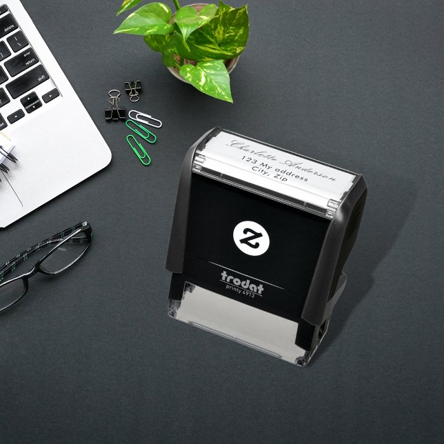 Carimbo Auto Entintado Nome do endereço de devolução comercial do script  (Criador carregado)