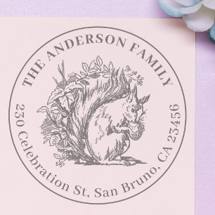 Carimbo Auto Entintado Nome do Esquilo desenhado manualmente e endereço d