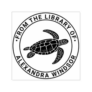 Carimbo Auto Entintado Nome do Livro da Biblioteca da Tartaruga Marinha #