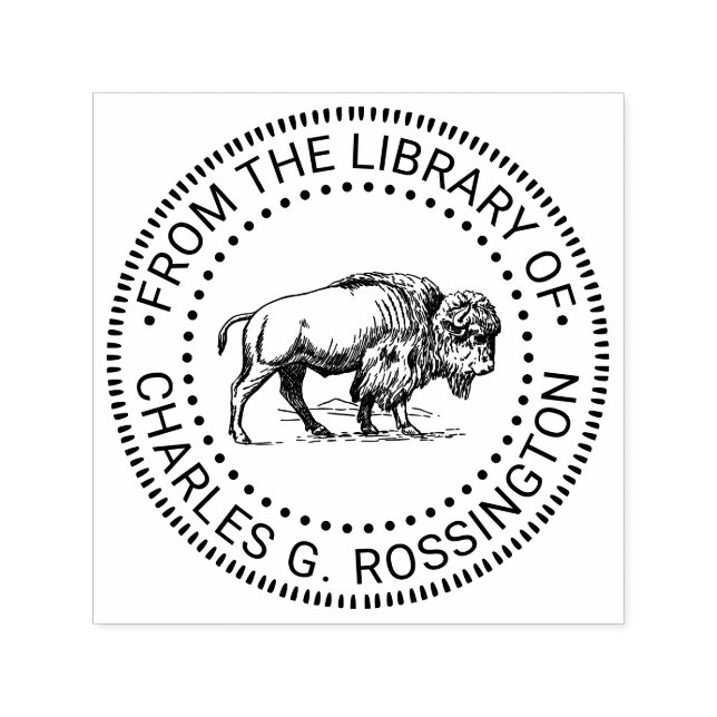 Carimbo Auto Entintado Nome do Livro da Biblioteca de Desenho de Bison Bu (Design)