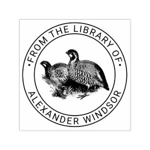 Carimbo Auto Entintado Nome do Livro da Biblioteca de Desenho de Perdiz A