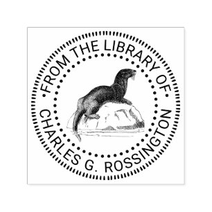 Carimbo Auto Entintado Nome do Livro da Biblioteca de Desenho de Portas d