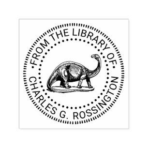 Carimbo Auto Entintado Nome do Livro da Biblioteca de Dinossauros Brontos