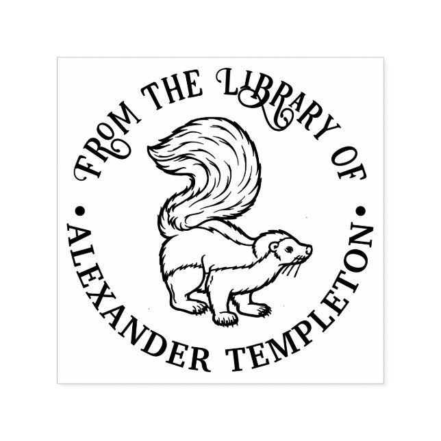 Carimbo Auto Entintado Nome do Livro da Biblioteca do Contorno do Gambá F (Design)