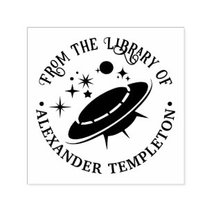 Carimbo Auto Entintado Nome do Livro da Biblioteca Espacial Alien Extrate