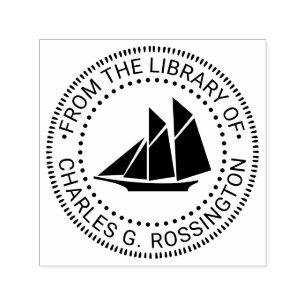 Carimbo Auto Entintado Nome do Livro da Biblioteca Náutica do Iate Escuna