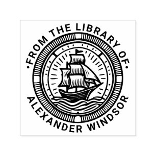 Carimbo Auto Entintado Nome do Livro da Biblioteca Redonda do Barco à Vel