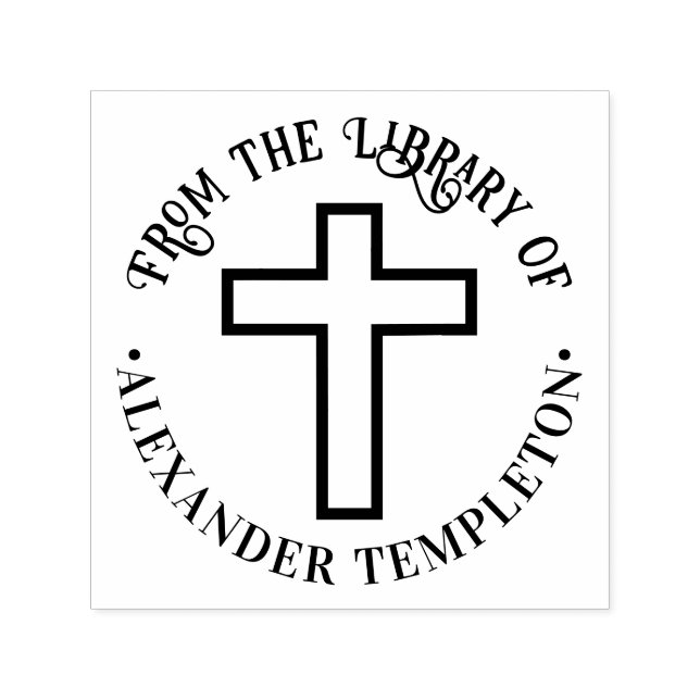 Carimbo Auto Entintado Nome do Livro Redondo da Cruz Simples "Da Bibliote (Design)