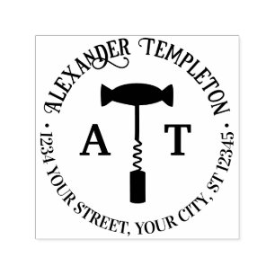 Carimbo Auto Entintado Nome do saca-rolhas de vinho Endereço de devolução