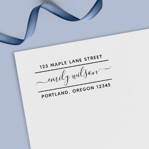 Carimbo Auto Entintado Nome do Script de Caligrafia 2 Linhas Endereço de